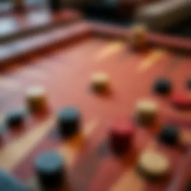 Spatial Layout of Backgammon Board Close-up of a backgammon board showcasing the spatial layout