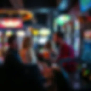 Friends Bonding Over Slot Machines in a Bar A group of friends engaging and enjoying drinks while playing slot machines