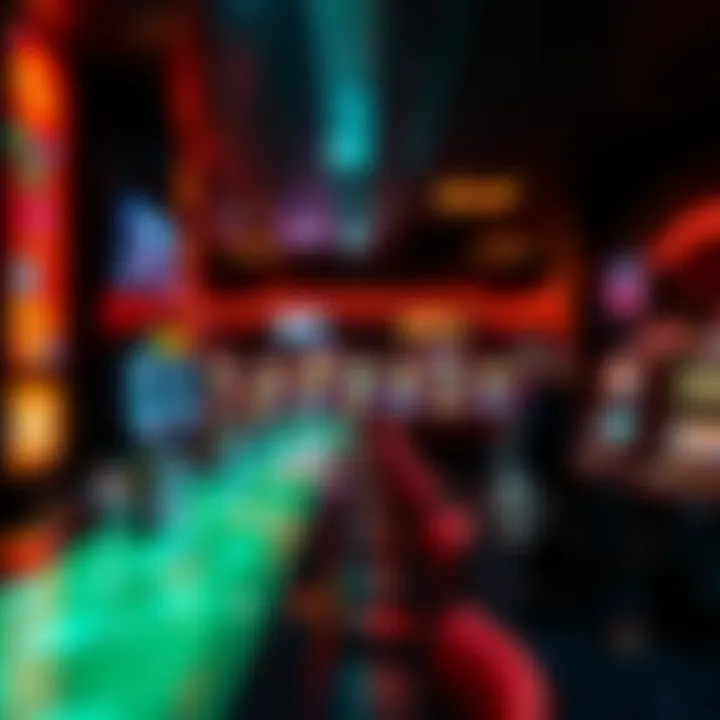 Modern Bar Featuring Technology and Gaming Integration An overview of a modern bar showcasing the integration of technology and gaming