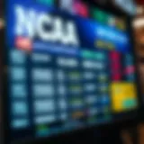 NCAA Championship betting odds displayed on a digital screen
