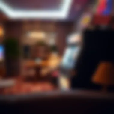 Slot Machine in Home Environment Home setting featuring a slot machine in a living room