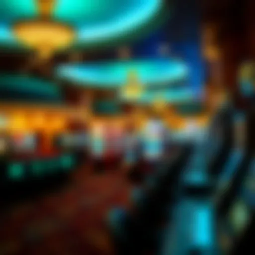 Vibrant Gaming Atmosphere at Caesars Casino Interior view of Caesars Casino showcasing gaming tables and slot machines