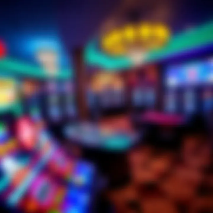 Interior of the gaming area featuring vibrant slot machines and table games