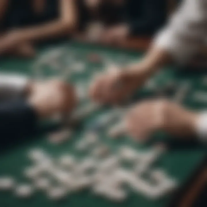 Players engaged in an intense Mahjong game, demonstrating strategic thinking