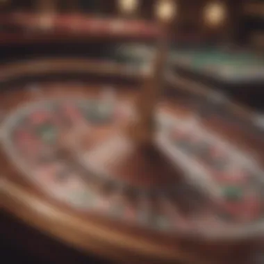 Close-up of a roulette wheel in motion