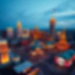 Aerial view of Detroit's vibrant casino district showcasing its unique architecture