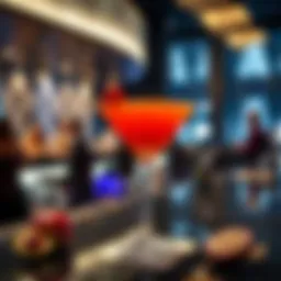 Elegant cocktail presentation at a modern bar