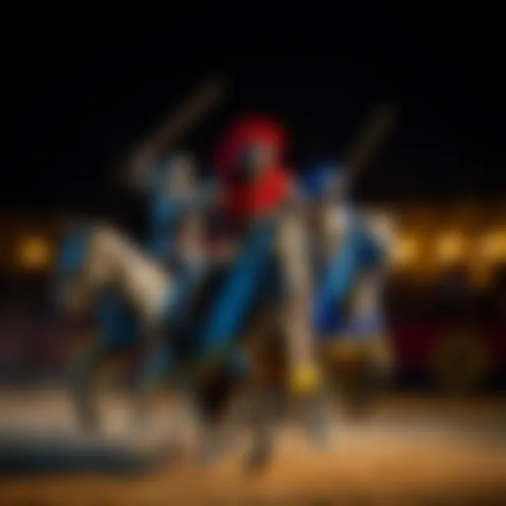 Jousting Knights in Action Spectacular jousting performance at Excalibur