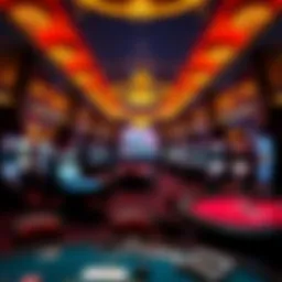 A luxurious casino interior showcasing vibrant gaming tables