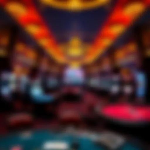 A luxurious casino interior showcasing vibrant gaming tables