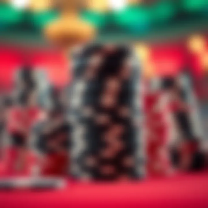 Stacked Poker Chips A close-up of poker chips stacked high, symbolizing great wealth