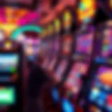 Vibrant slot machine display with colorful graphics