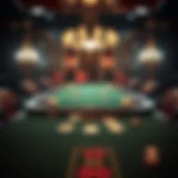 A vintage blackjack table set in an elegant casino environment