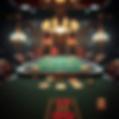 A vintage blackjack table set in an elegant casino environment