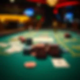 Classic casino gaming table with cards and chips