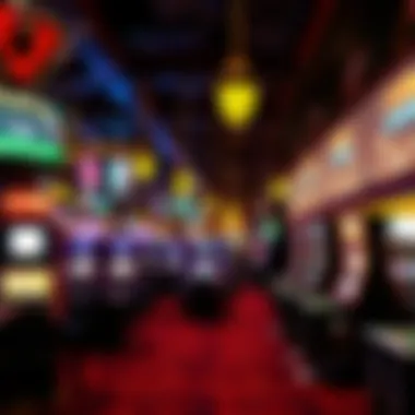 Interior of a bustling casino floor filled with gaming tables and slot machines