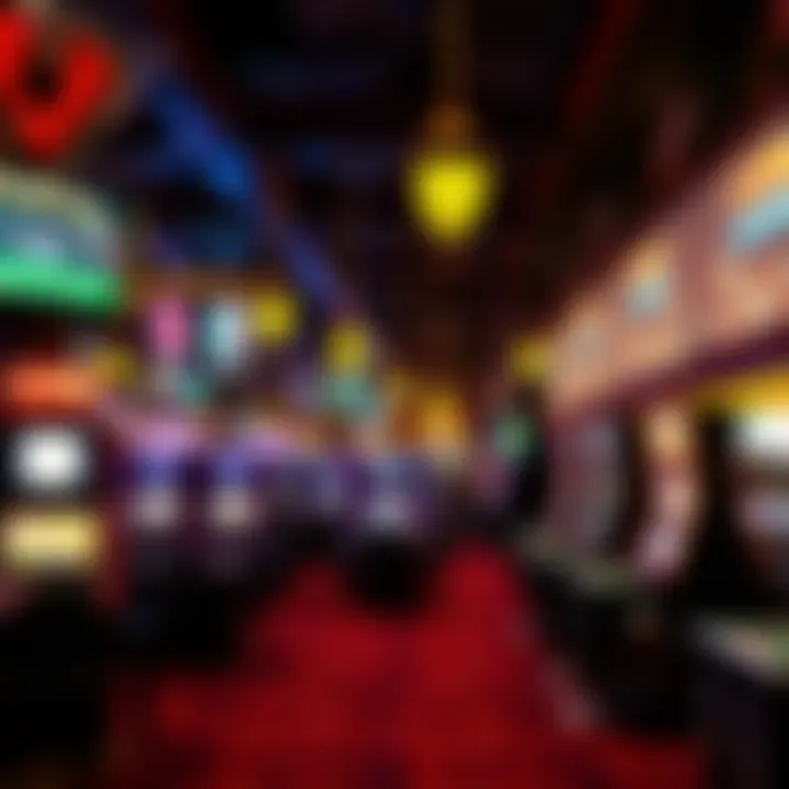 Interior of a bustling casino floor filled with gaming tables and slot machines