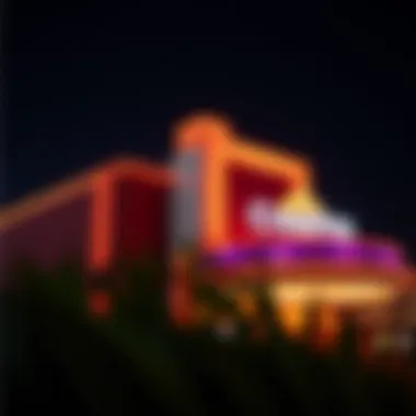 Dazzling casino exterior at night