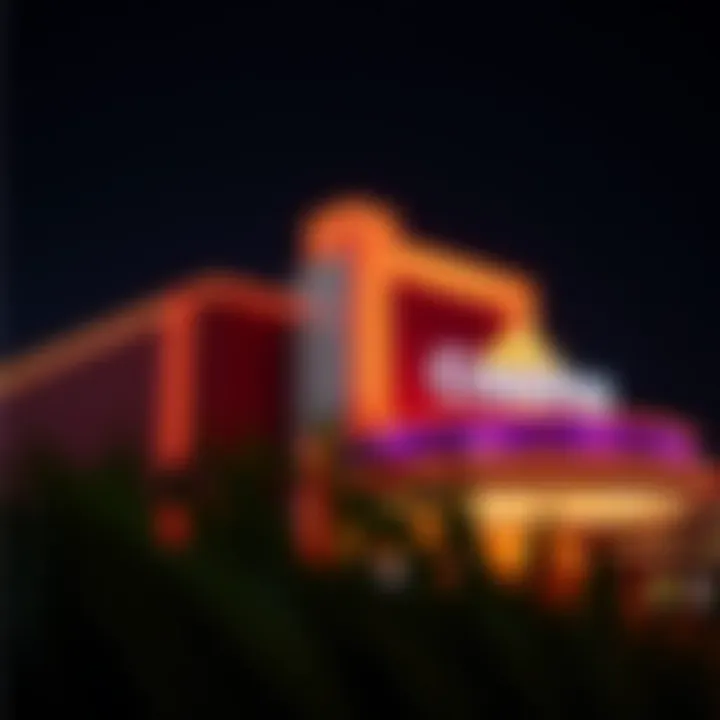 Dazzling casino exterior at night