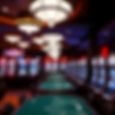Inside the Gaming Floor A luxurious gaming floor filled with slot machines and card tables