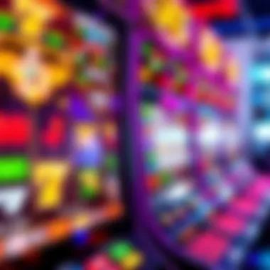 Vibrant slot machine interface with colorful graphics