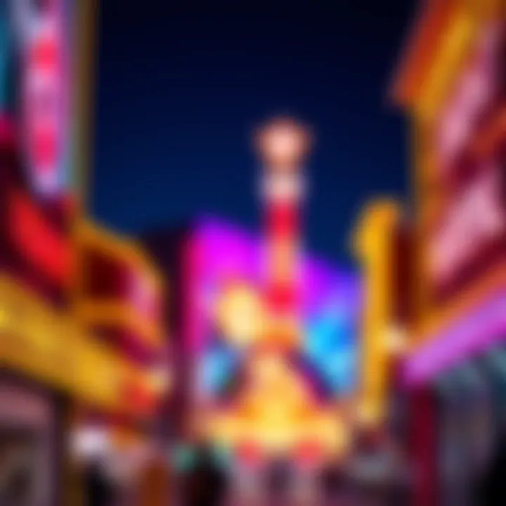 Colorful lights illuminating the Fremont Street Experience