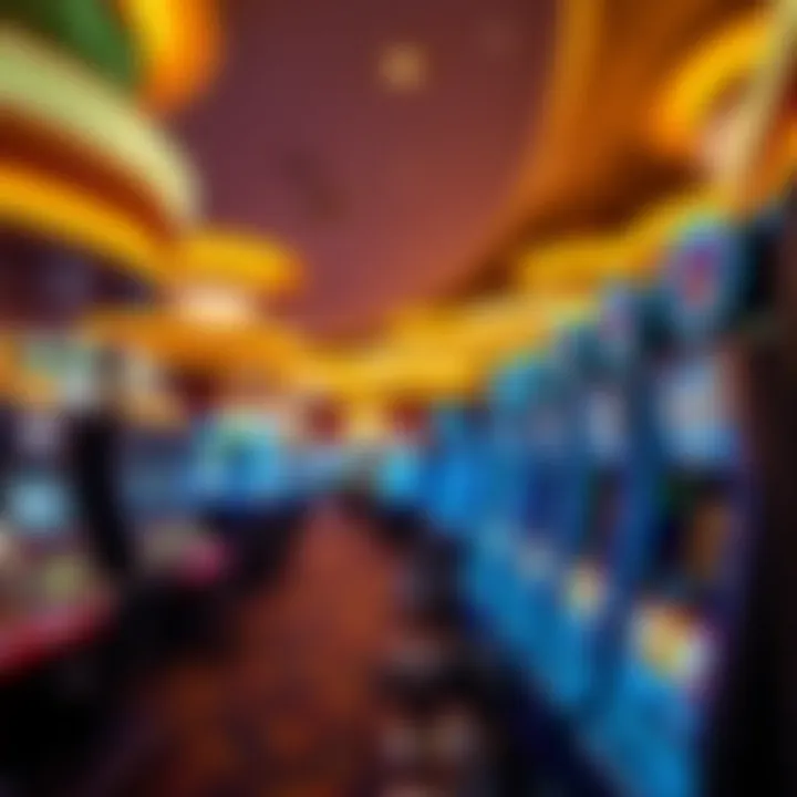 A vibrant gaming area filled with slot machines and gaming tables
