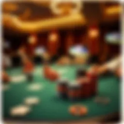 An elegant poker table setup with chips and cards ready for a game