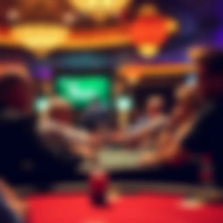 Exciting Tournament Action in the Poker Room A tournament setting with players competing in a high-stakes event