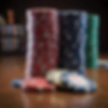 A close-up of diverse poker chips stacked on a table, symbolizing various game options available.