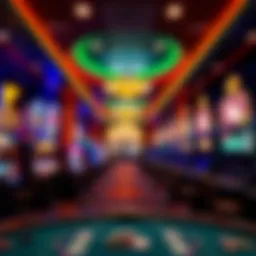 Interior of a bustling casino showcasing vibrant gaming floors.