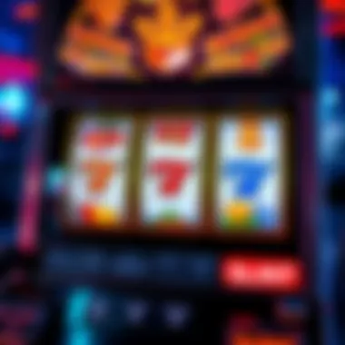 Visual representation of a slot machine with vibrant graphics