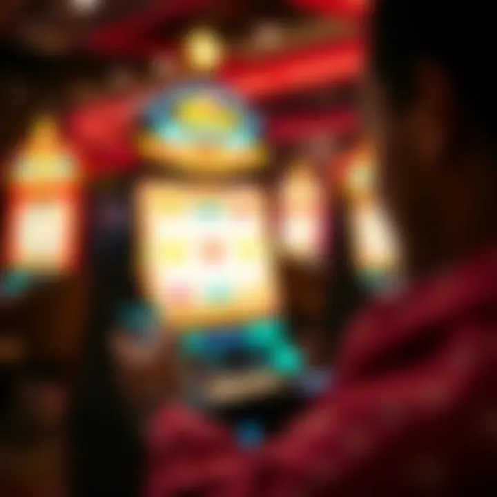 A player engaging with a mobile slot gaming app