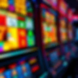 Vibrant slot machine display with colorful graphics