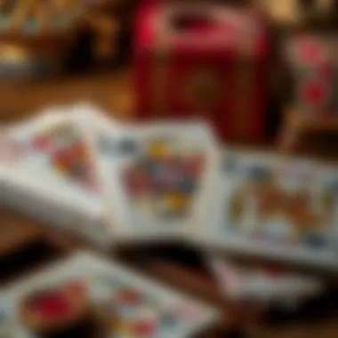 Historical Elegance of Vintage Playing Cards A vintage playing card deck showcasing intricate designs and historical significance