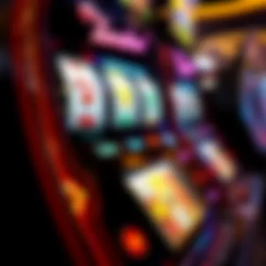 Close-up of a unique slot machine featuring eye-catching graphics