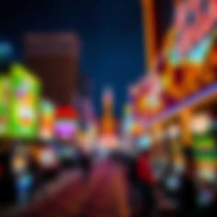 Lively Vegas Strip Atmosphere at Night Overview of the lively atmosphere on the Vegas Strip at night