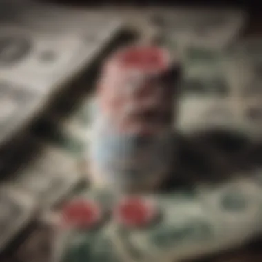 The Allure of High Stakes: Chips and Cash Close-up of casino chips and high-denomination notes stacked together