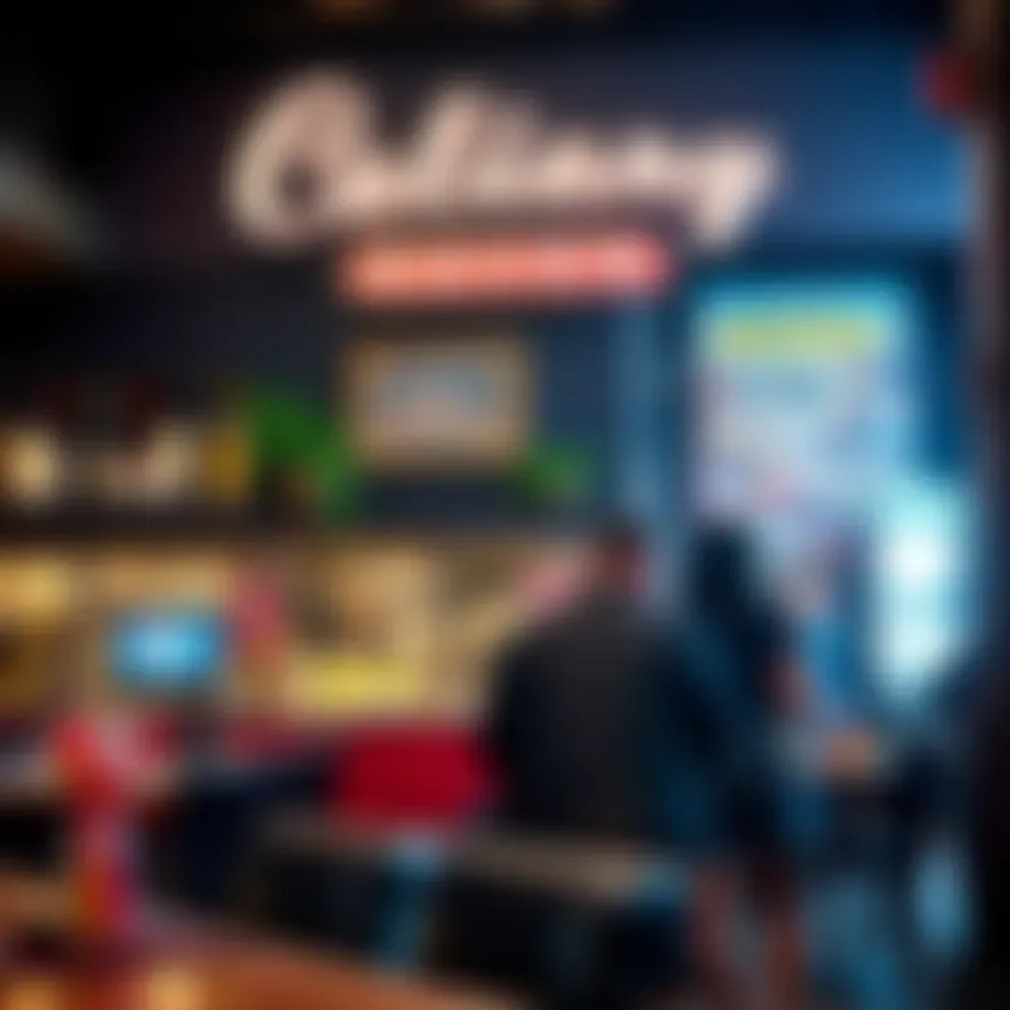 A vibrant and bustling Las Vegas eatery showcasing diverse cuisine