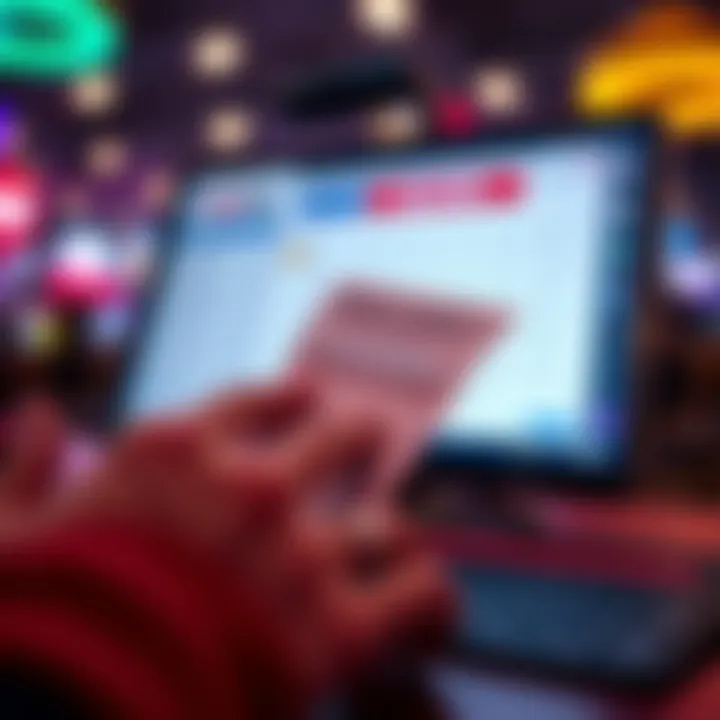 Digital Lottery Ticket Purchase A digital representation of a lottery ticket being purchased online