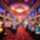 Luxurious gaming cruise ship interior featuring vibrant casino atmosphere.