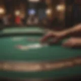 An overview of an online Texas Hold’em poker table with virtual cards and chips