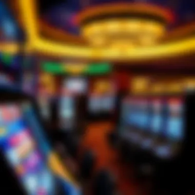 A vibrant gaming floor filled with slot machines and table games