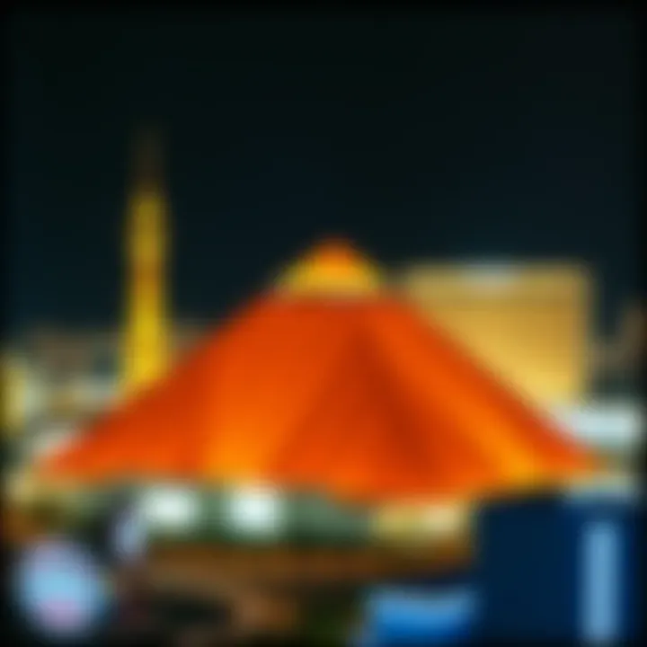 Pyramid Against the Cityscape The pyramid's striking exterior contrasting with the surrounding cityscape