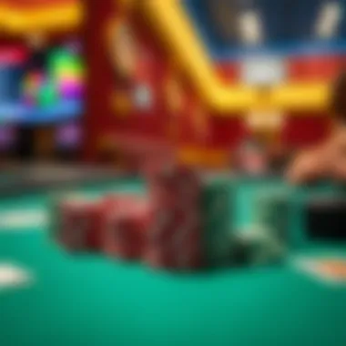 The Essence of Gaming: Poker Setup Poker chips and cards on a green table