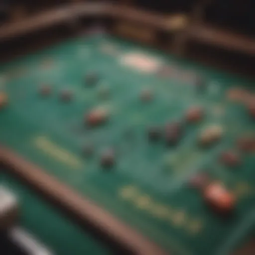 Craps game layout showcasing various betting options