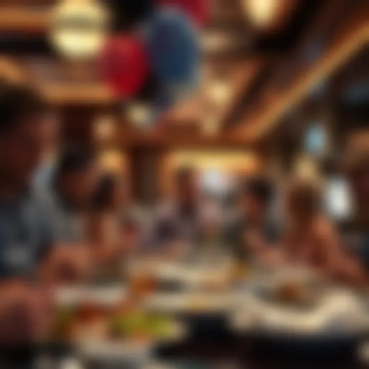 The Vibrant Social Scene at Vegas Buffets A bustling buffet area with guests enjoying their meals