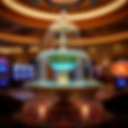 An elegant view of the Lucky Fountain at Four Kings Casino