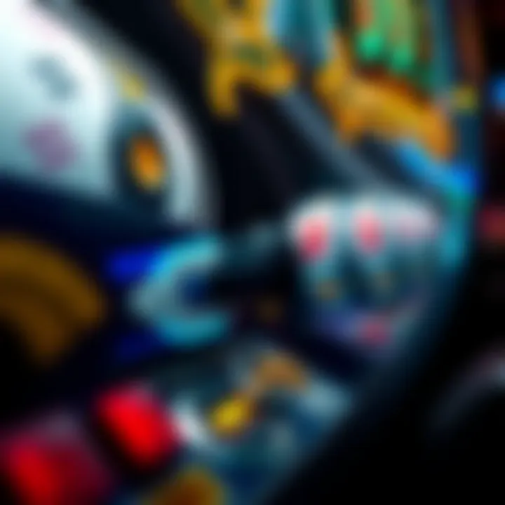 Intricate Game Mechanics Close-up of a high roller slot machine showcasing intricate game mechanics