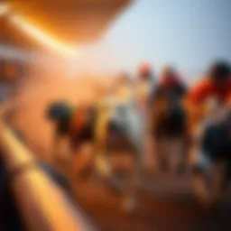 A thrilling moment captured during a greyhound race in Iowa, showcasing the excitement of the event.